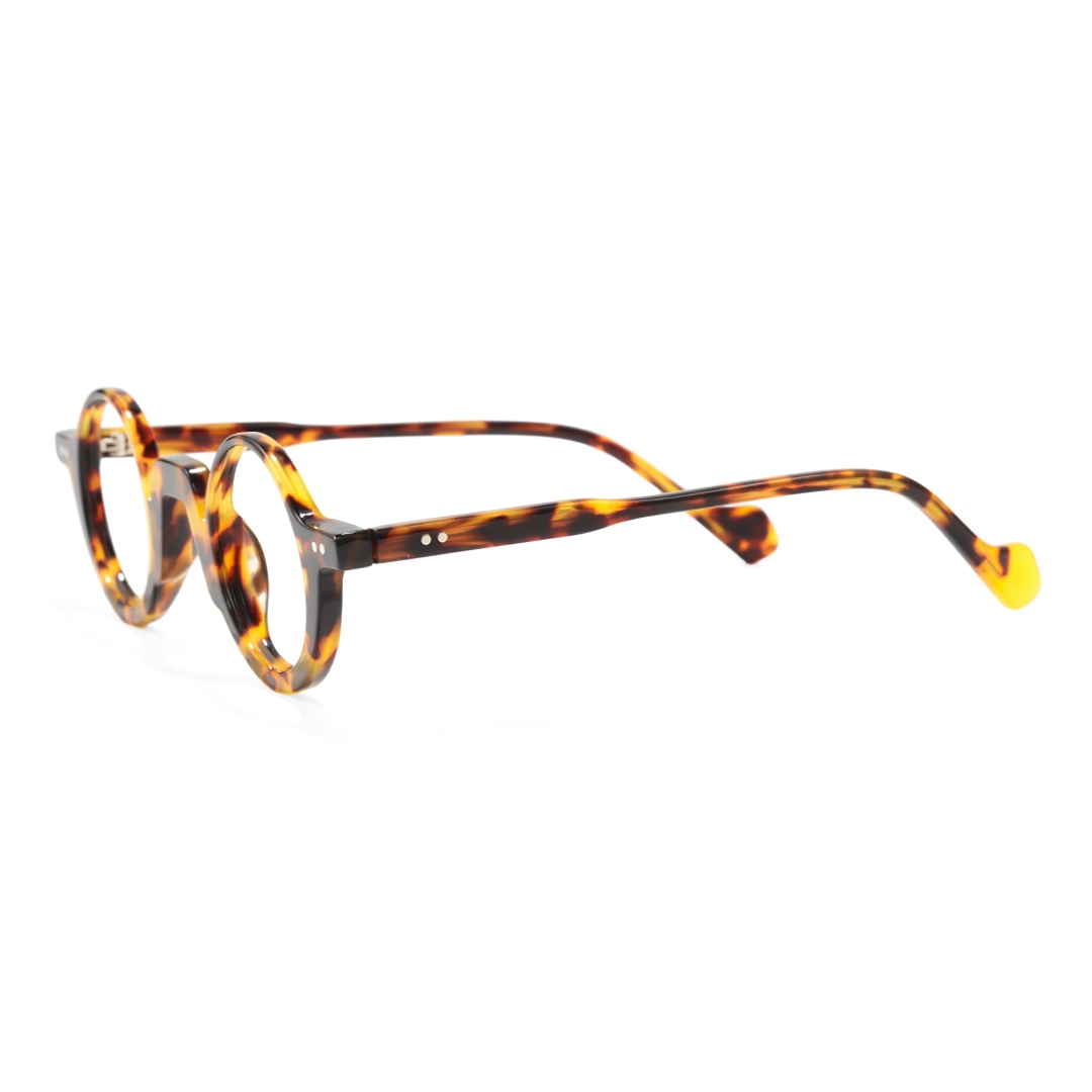 Side view of Dola round acetate eyeglasses RA0322504 in tortoise