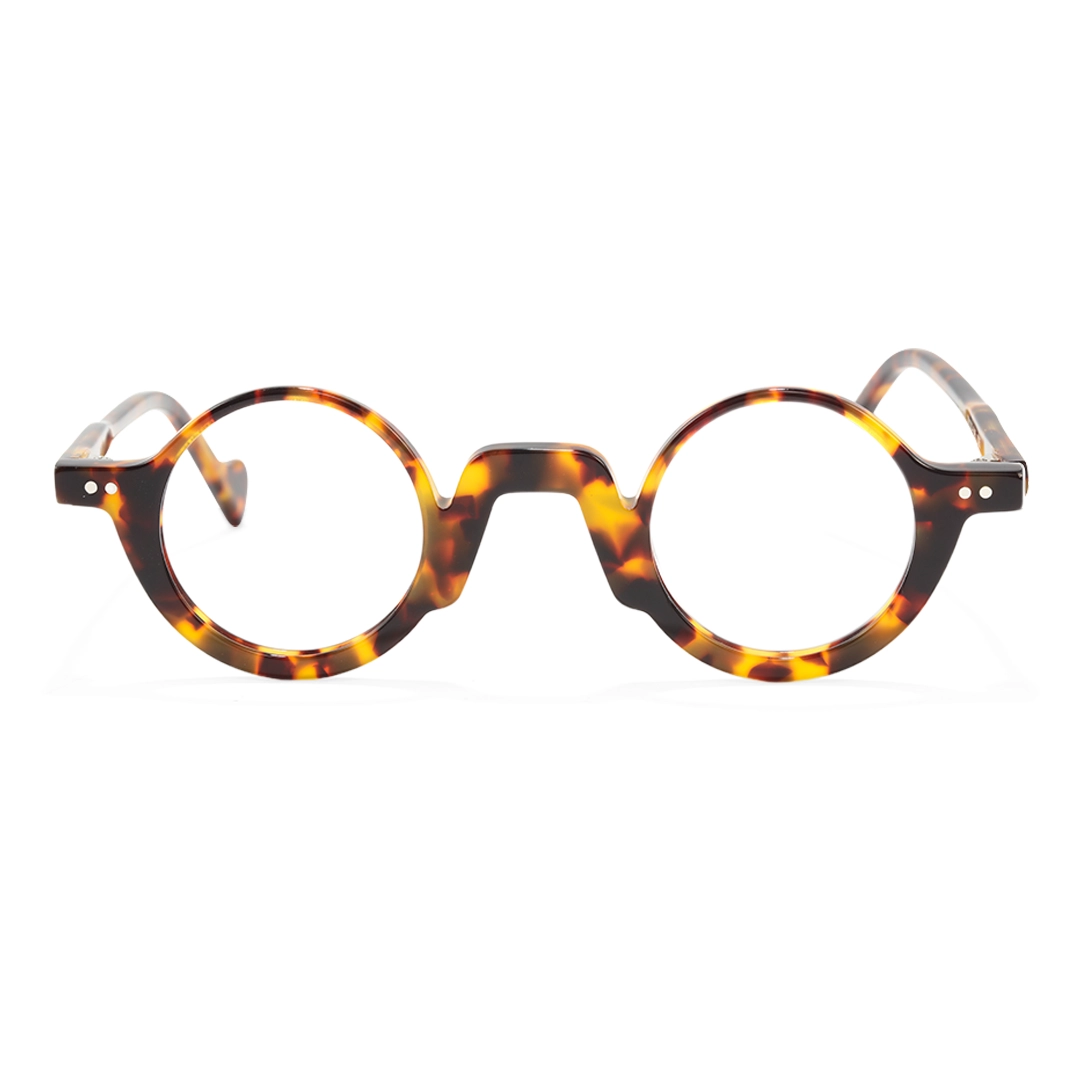 Front view of Dola vintage round acetate eyeglasses RA0322504 in tortoise