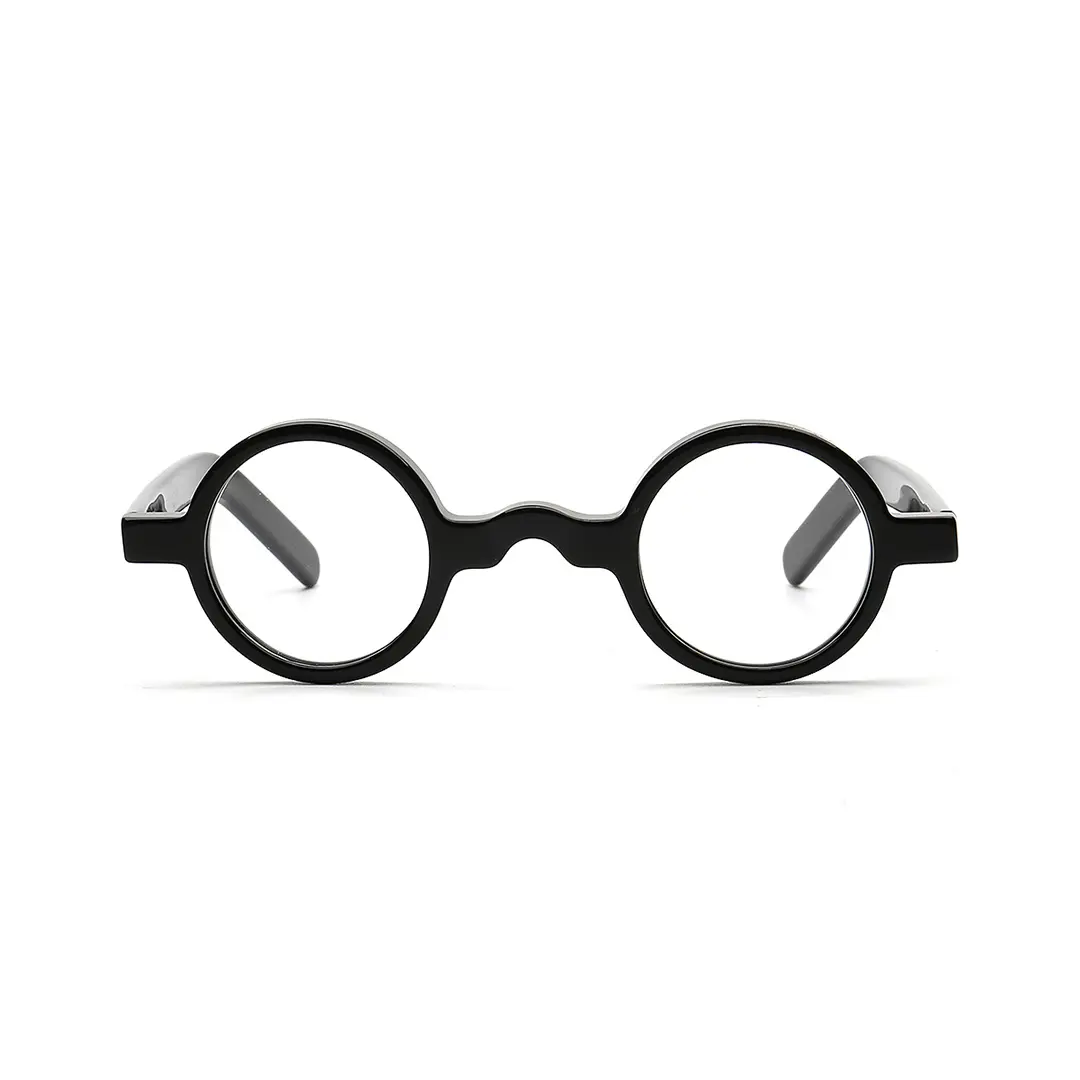 Front view of Zevi round acetate eyeglasses RA0332507 in black