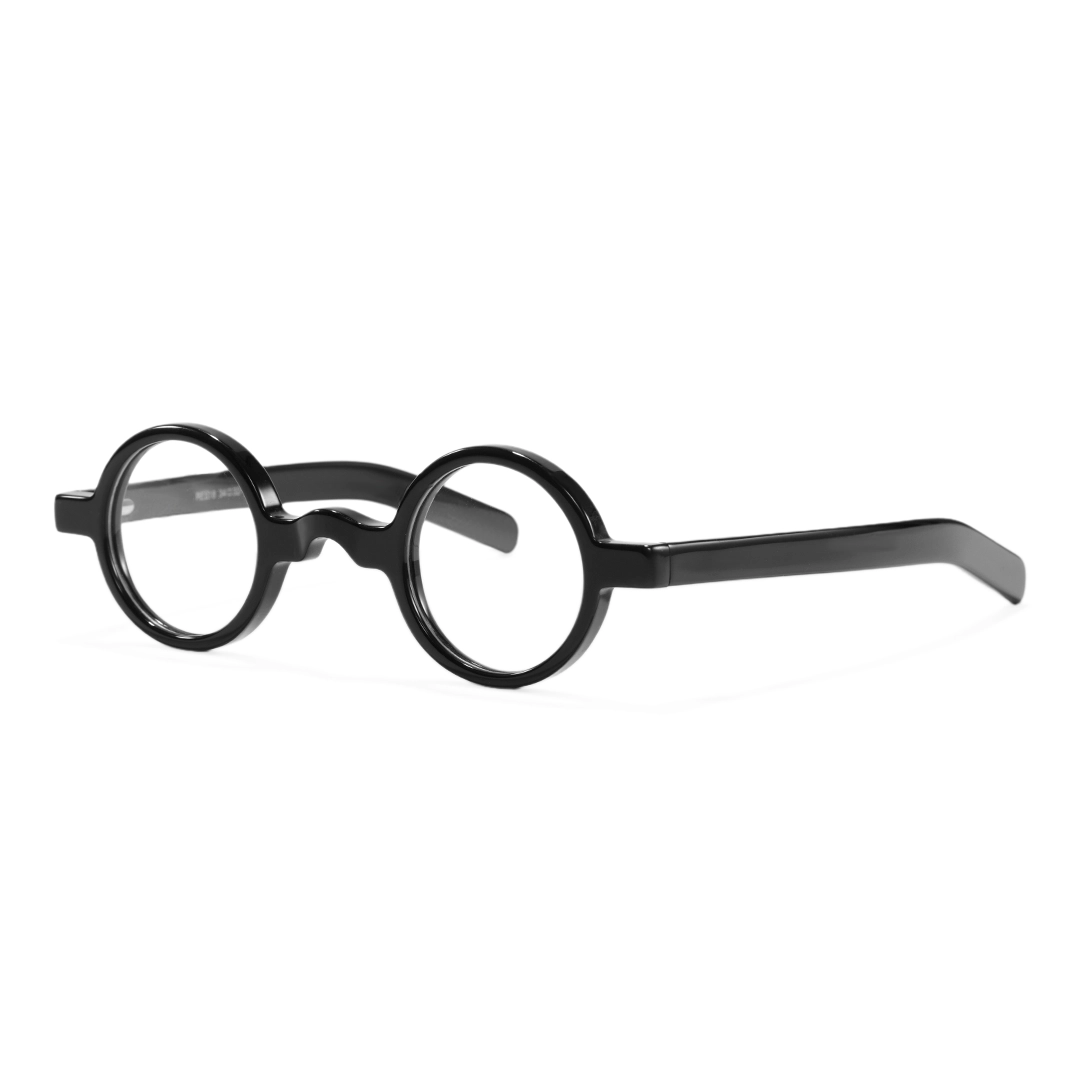 Angle view of Zevi vintage round acetate eyeglasses RA0332507 in black