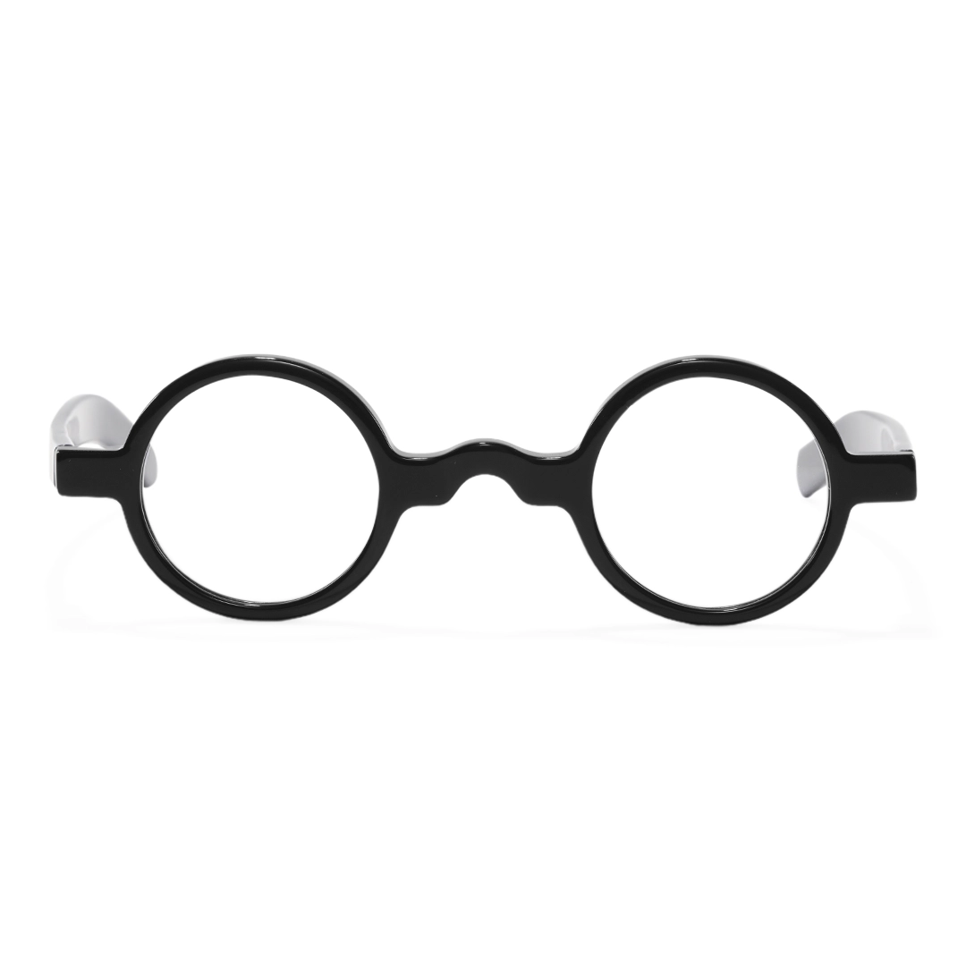 Front view of Zevi vintage round acetate eyeglasses RA0332507 in black
