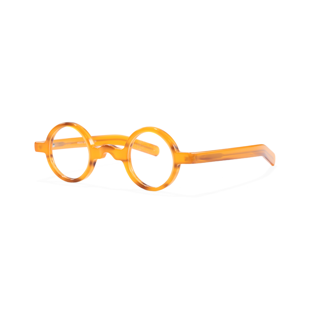 Angle view of Zevi round acetate eyeglasses RA0332507 in orange