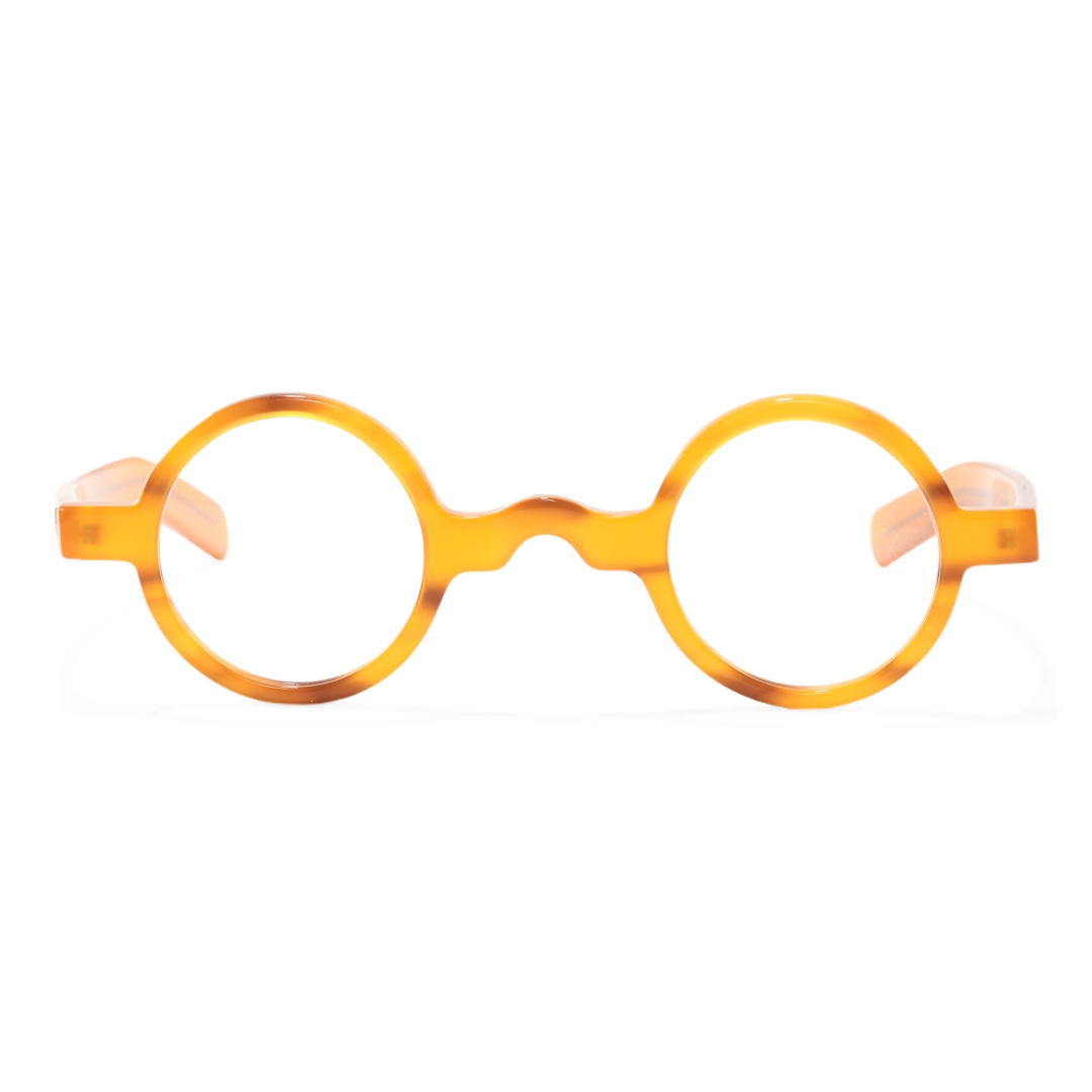 Front view of Zevi round acetate eyeglasses RA0332507 in orange