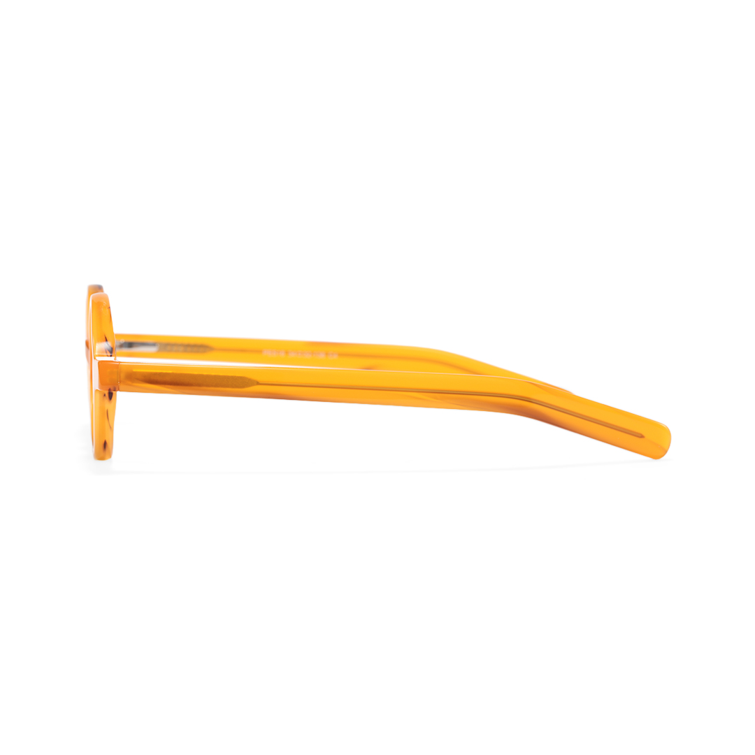 Side view of Zevi round acetate eyeglasses RA0332507 in orange