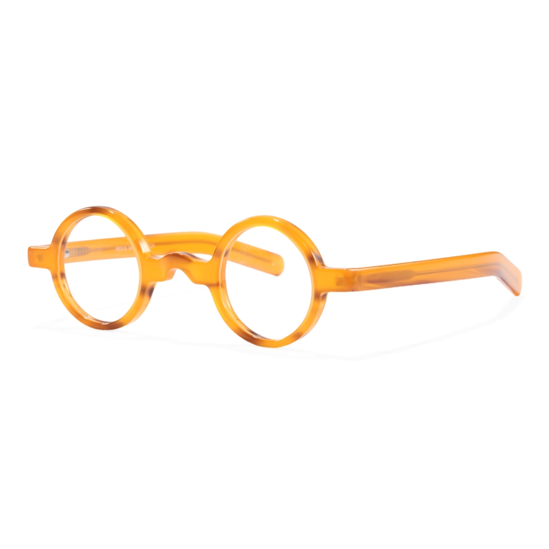 Angle view of Zevi vintage round acetate eyeglasses RA0332507 in orange