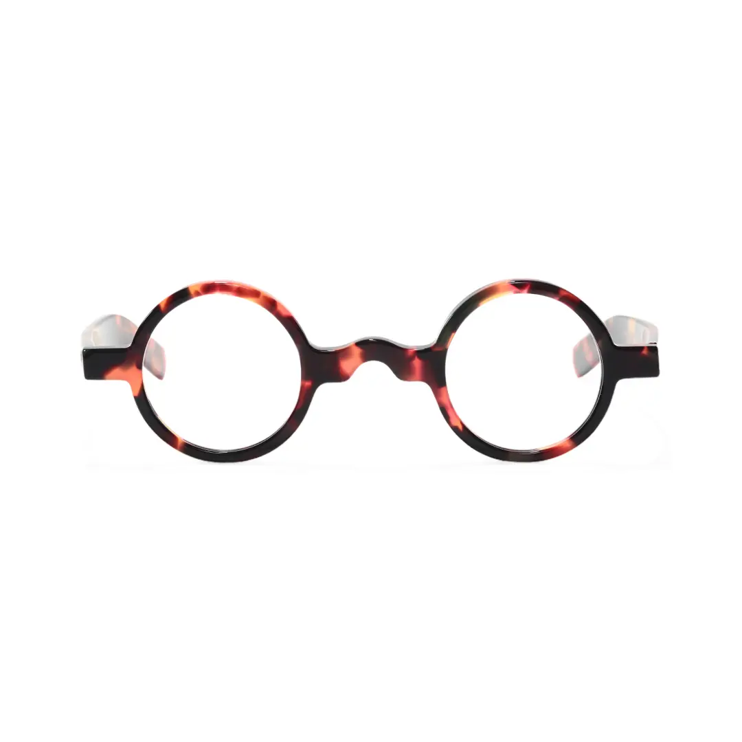 Front view of Zevi round acetate eyeglasses RA0332507 in tortoise