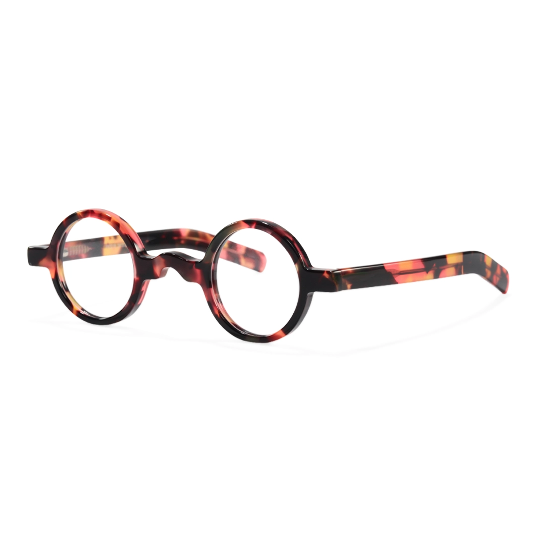 Angle view of Zevi vintage round acetate eyeglasses RA0332507 in tortoise