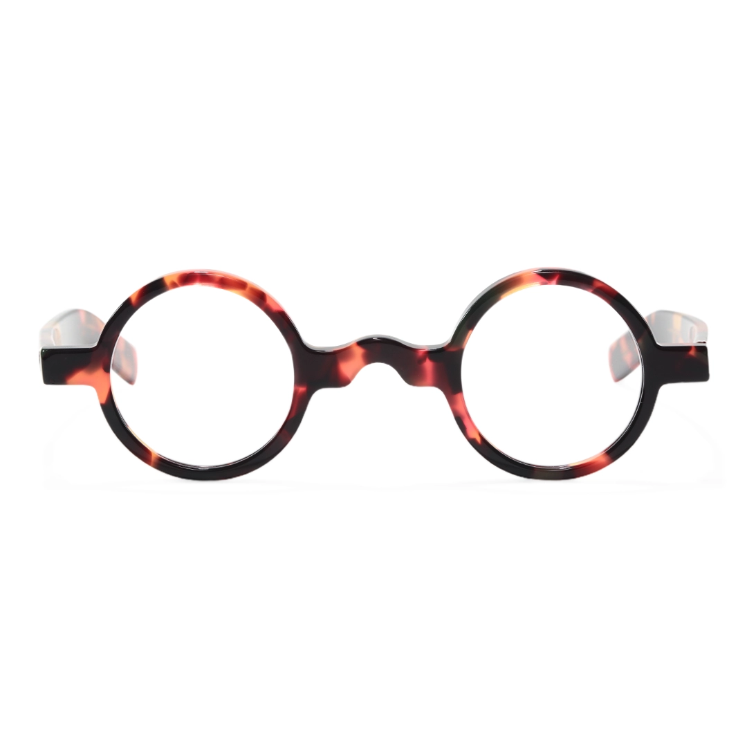 Front view of Zevi vintage round acetate eyeglasses RA0332507 in tortoise