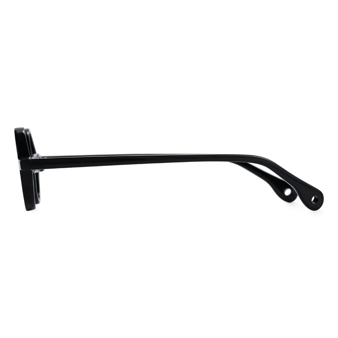 Side view of Waye vintage round acetate eyeglasses in black. SPU: RA0402411
