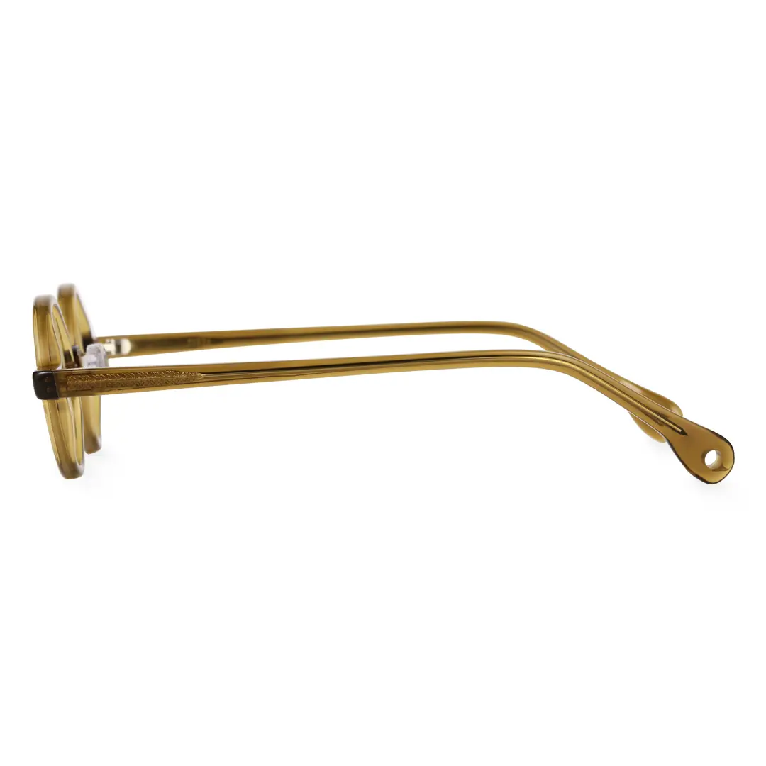 Side view of Waye vintage round acetate eyeglasses in bronze. SPU: RA0402411