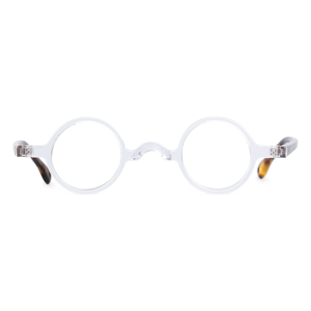 Front view of Waye vintage round acetate eyeglasses in clear. SPU: RA0402411