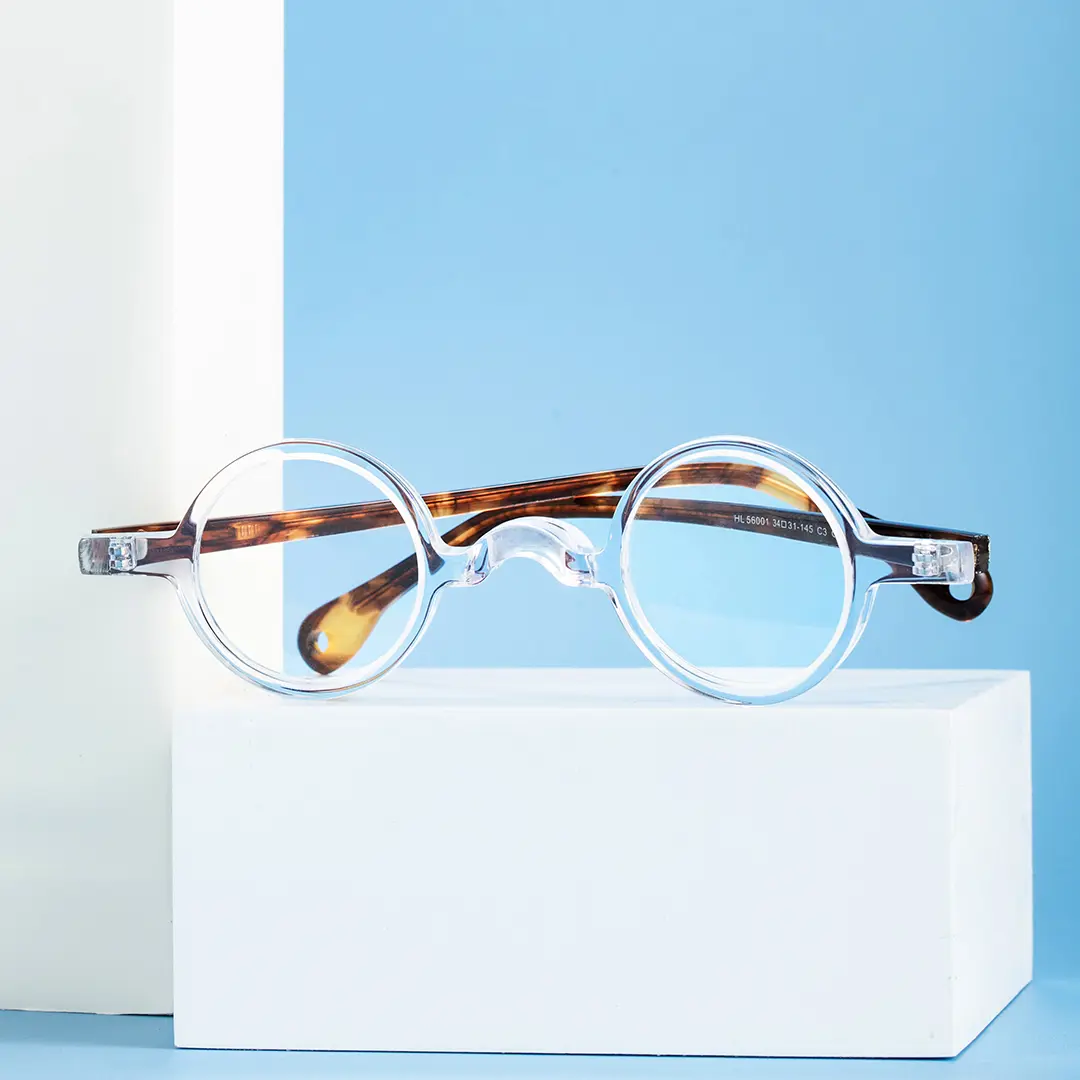 Scene view of Waye vintage round acetate eyeglasses in clear. SPU: RA0402411