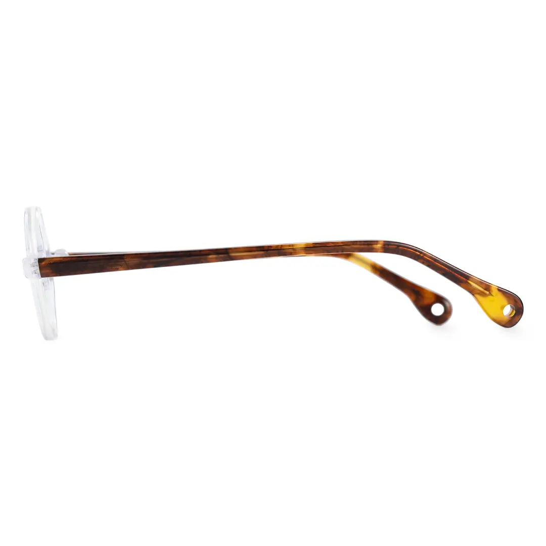 Side view of Waye vintage round acetate eyeglasses in clear. SPU: RA0402411