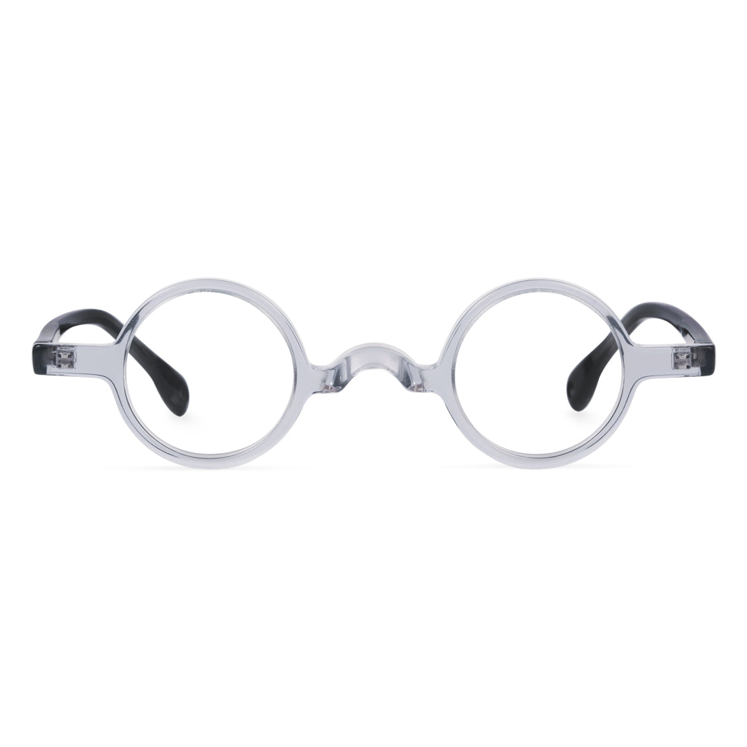 Front view of Waye vintage round acetate eyeglasses in grey. SPU: RA0402411