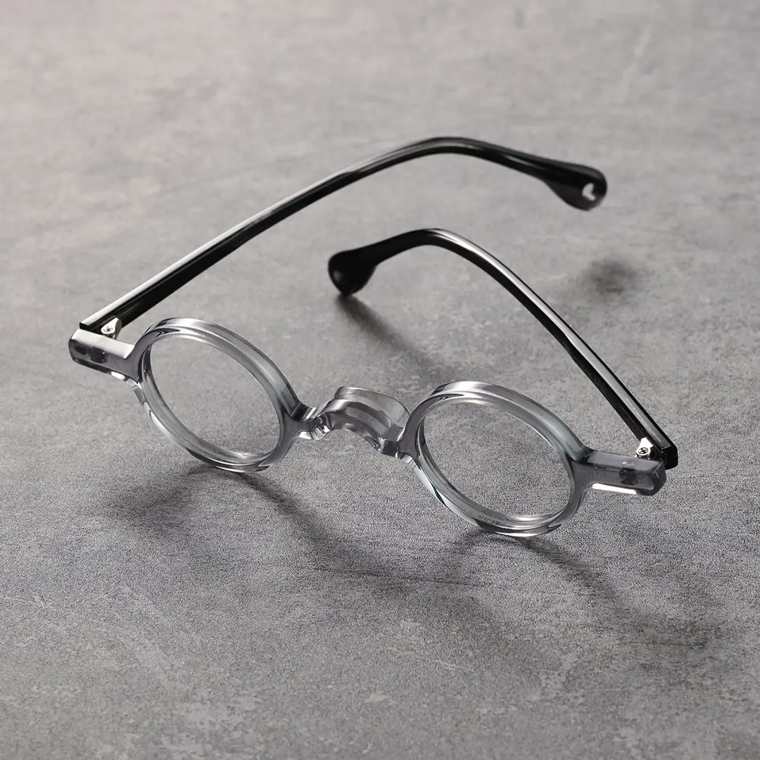 Scene view of Waye vintage round acetate eyeglasses in grey. SPU: RA0402411