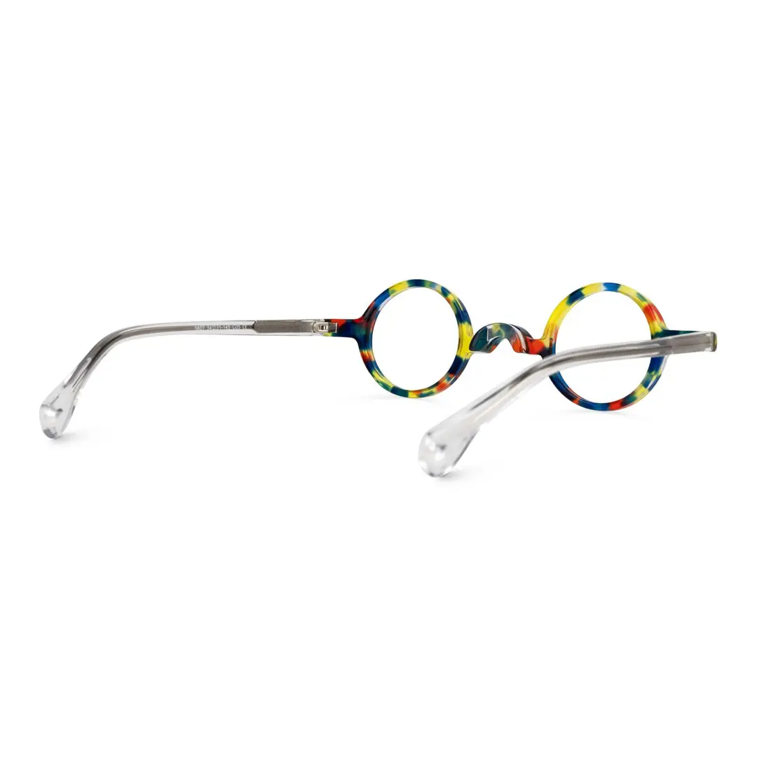 Back view of Waye vintage round acetate eyeglasses in multicolor. SPU: RA0402411