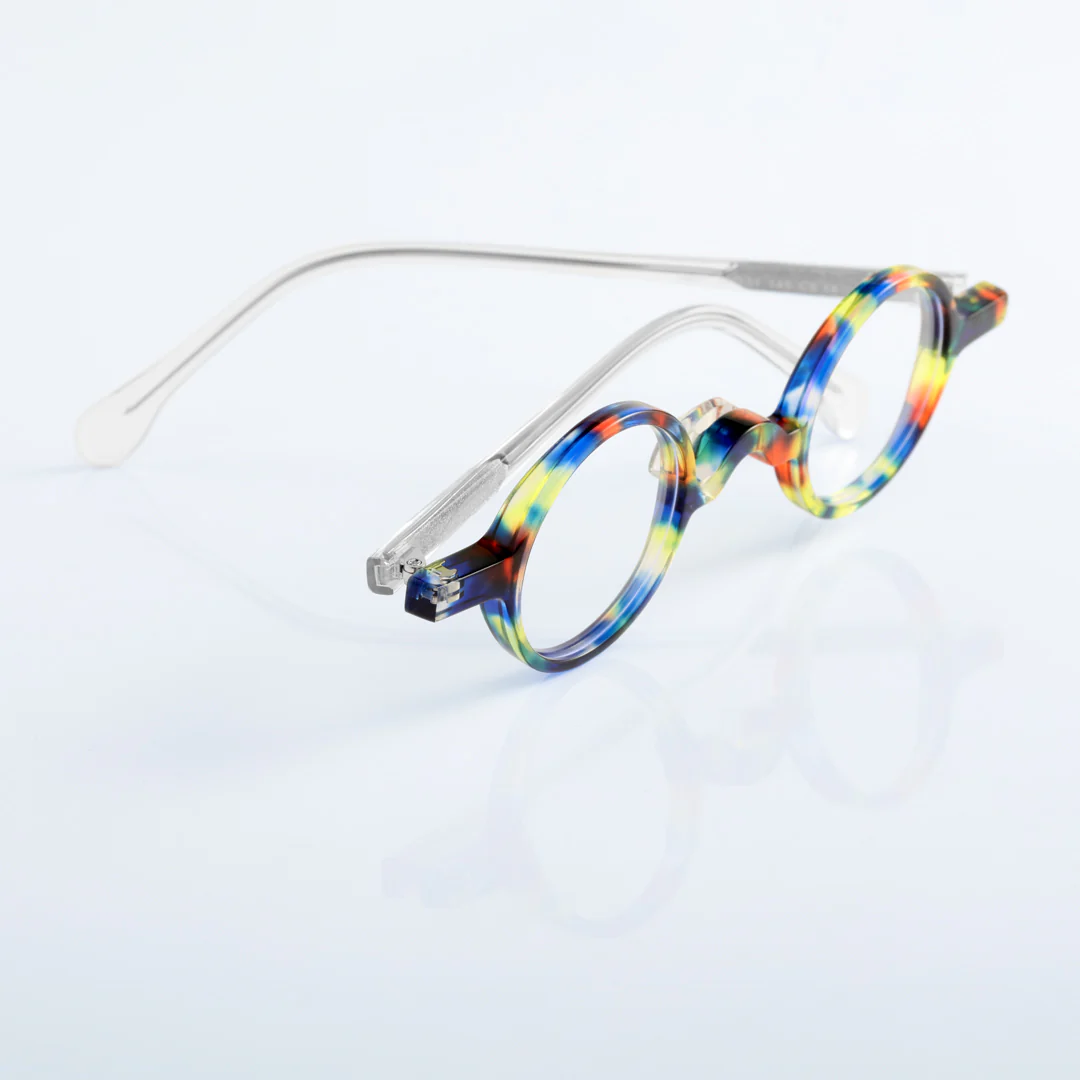 Scene view of Waye vintage round acetate eyeglasses in multicolor. SPU: RA0402411