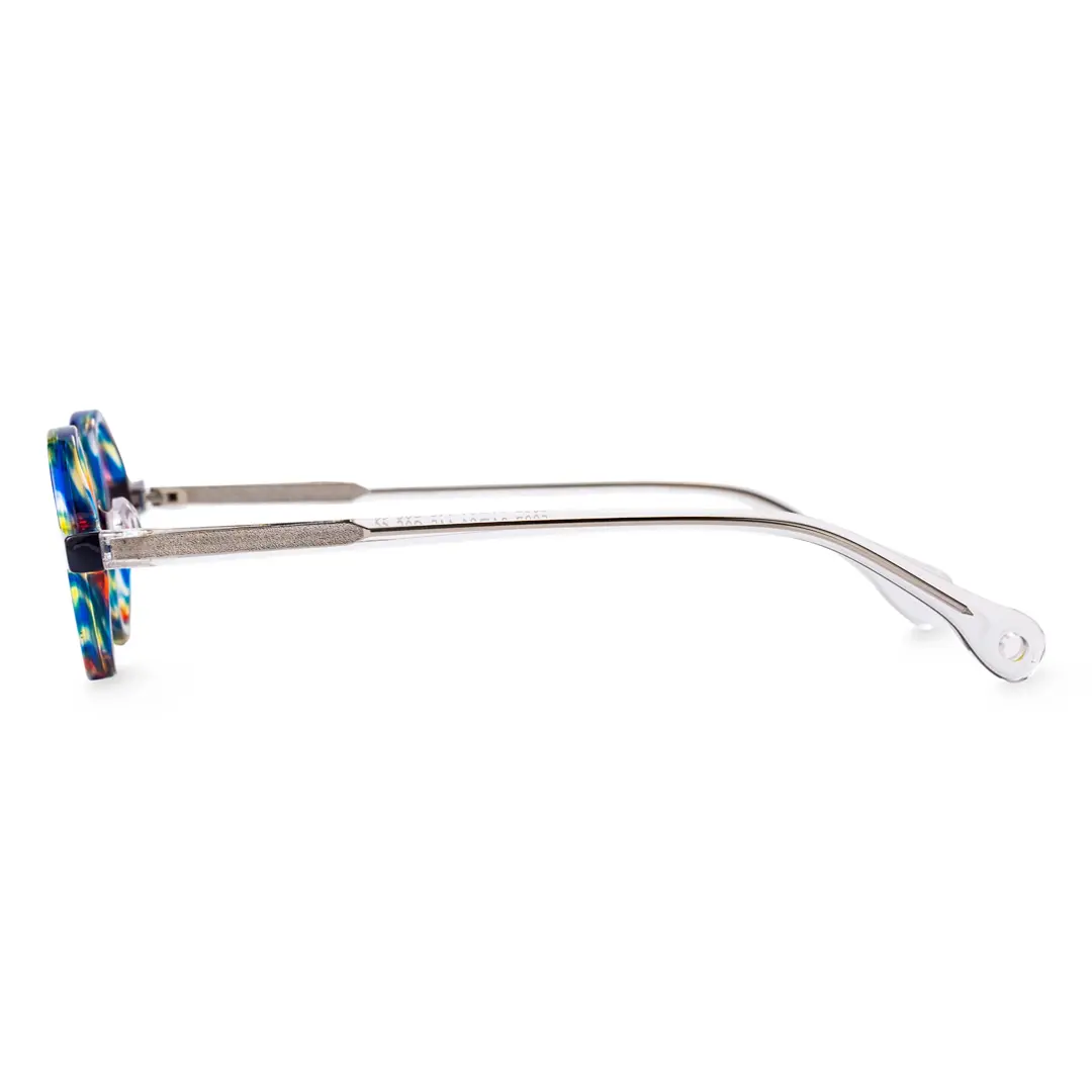 Side view of Waye vintage round acetate eyeglasses in multicolor. SPU: RA0402411