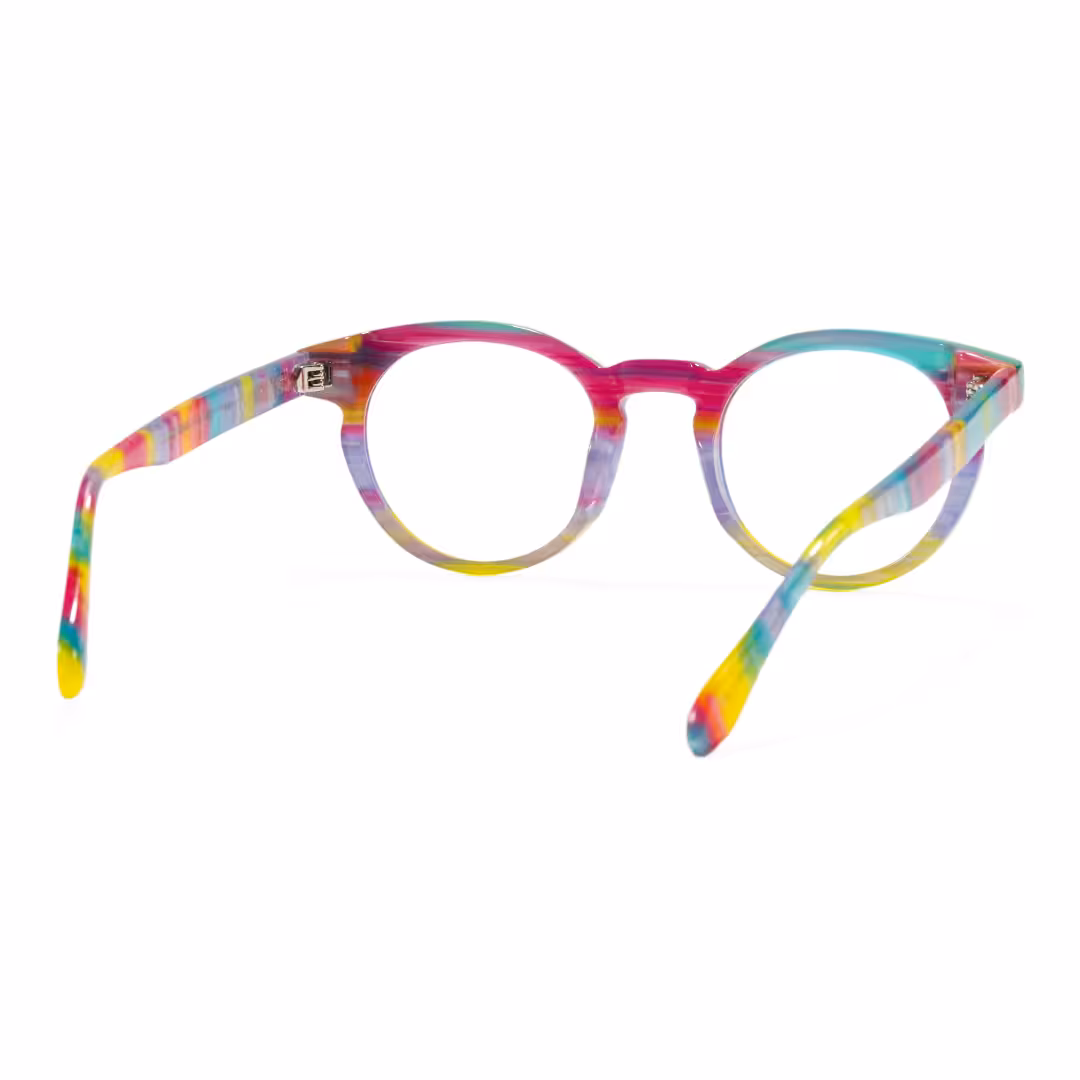 Back view of Moxie colorful round acetate eyeglasses RA0402605 in multicolor