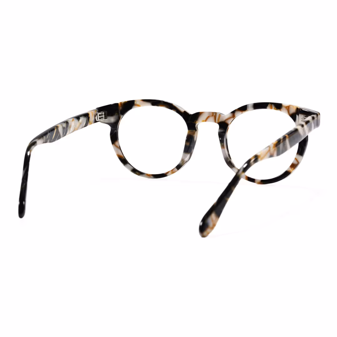 Back view of Moxie colorful round acetate eyeglasses RA0402605 in tortoise