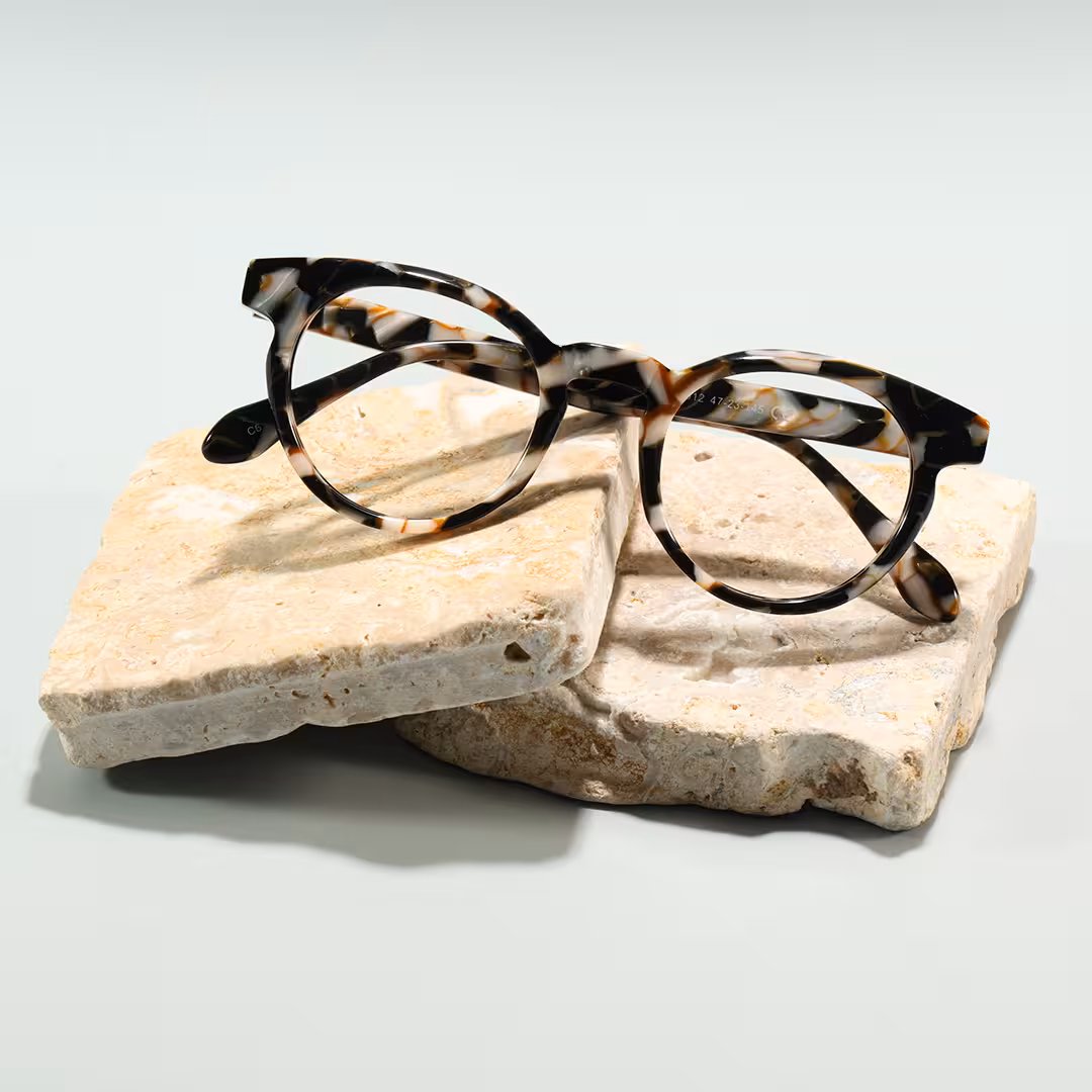 Scene view of Moxie colorful round acetate eyeglasses RA0402605 in tortoise