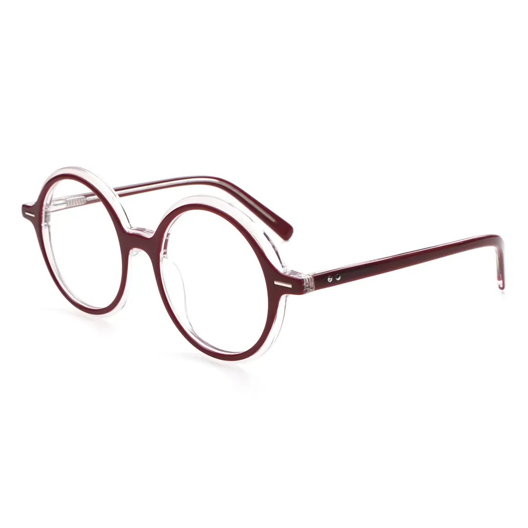 Angle view of Nowt nerd round acetate eyeglasses RA0562302 in red