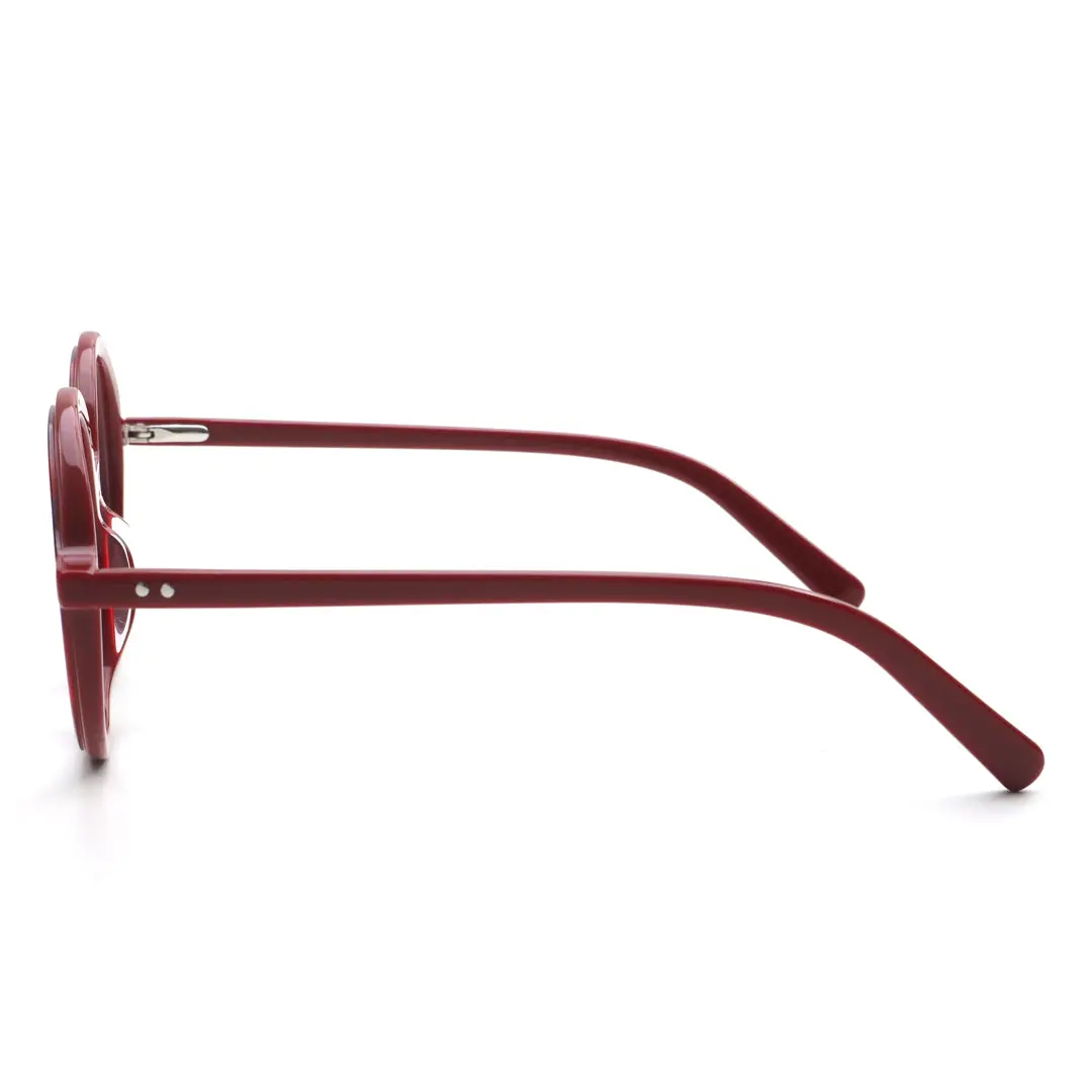 Side view of Nowt round acetate eyeglasses RA0562302 in red tortoise