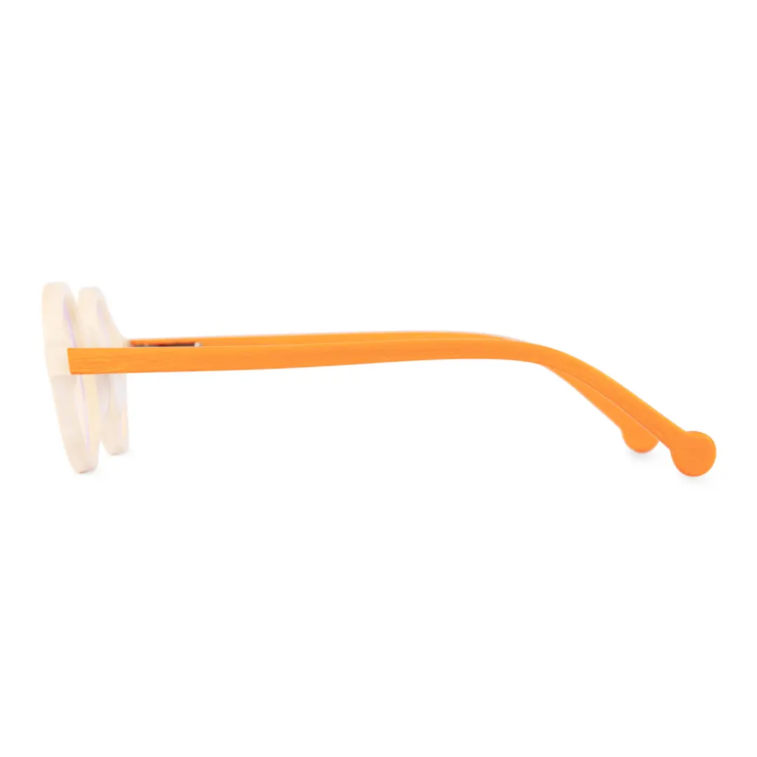 Side view of Rich vintage round acetate eyeglasses in beige. SPU: RA0572302