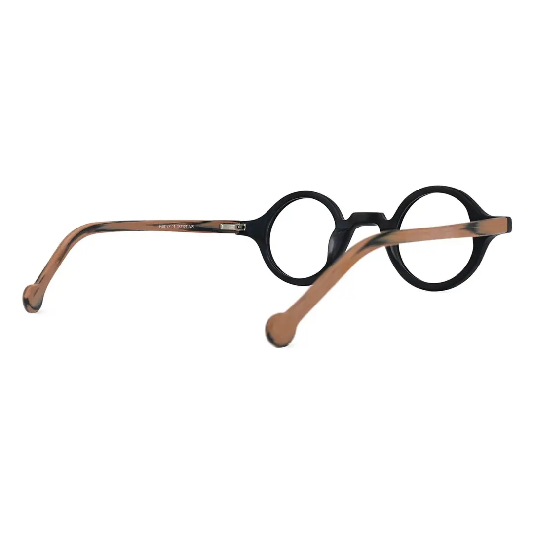 Back view of Rich vintage round acetate eyeglasses in black. SPU: RA0572302