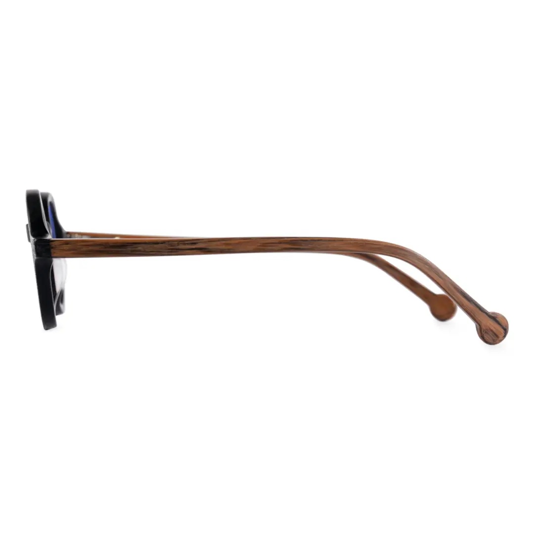 Side view of Rich vintage round acetate eyeglasses in black. SPU: RA0572302