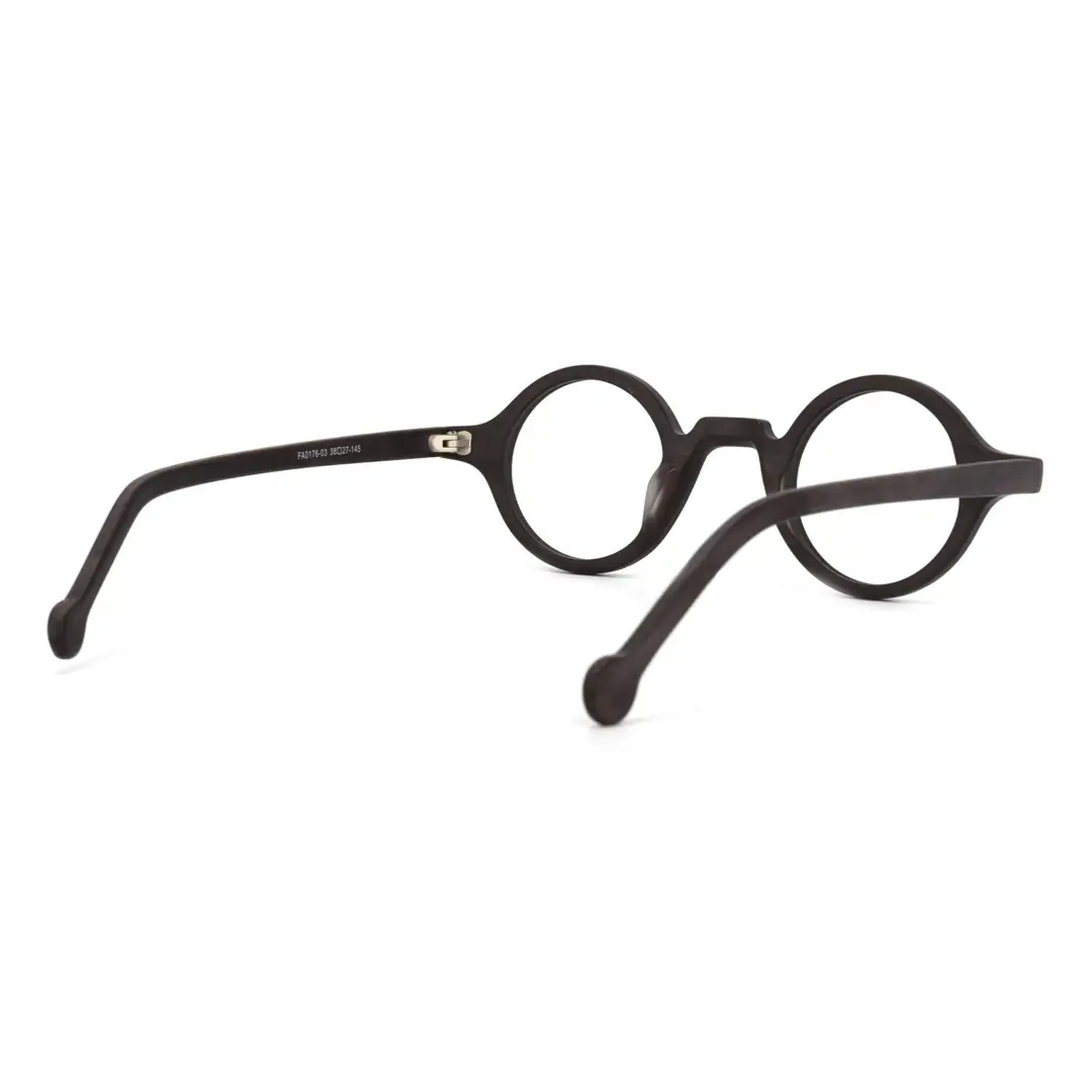 Back view of Rich round acetate eyeglasses RA0572302 in brown