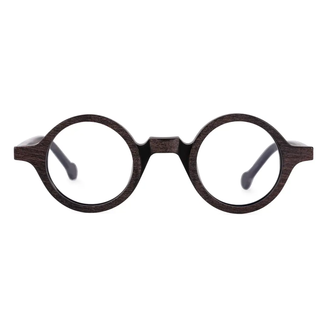 Front view of Rich vintage round acetate eyeglasses RA0572302 in brown