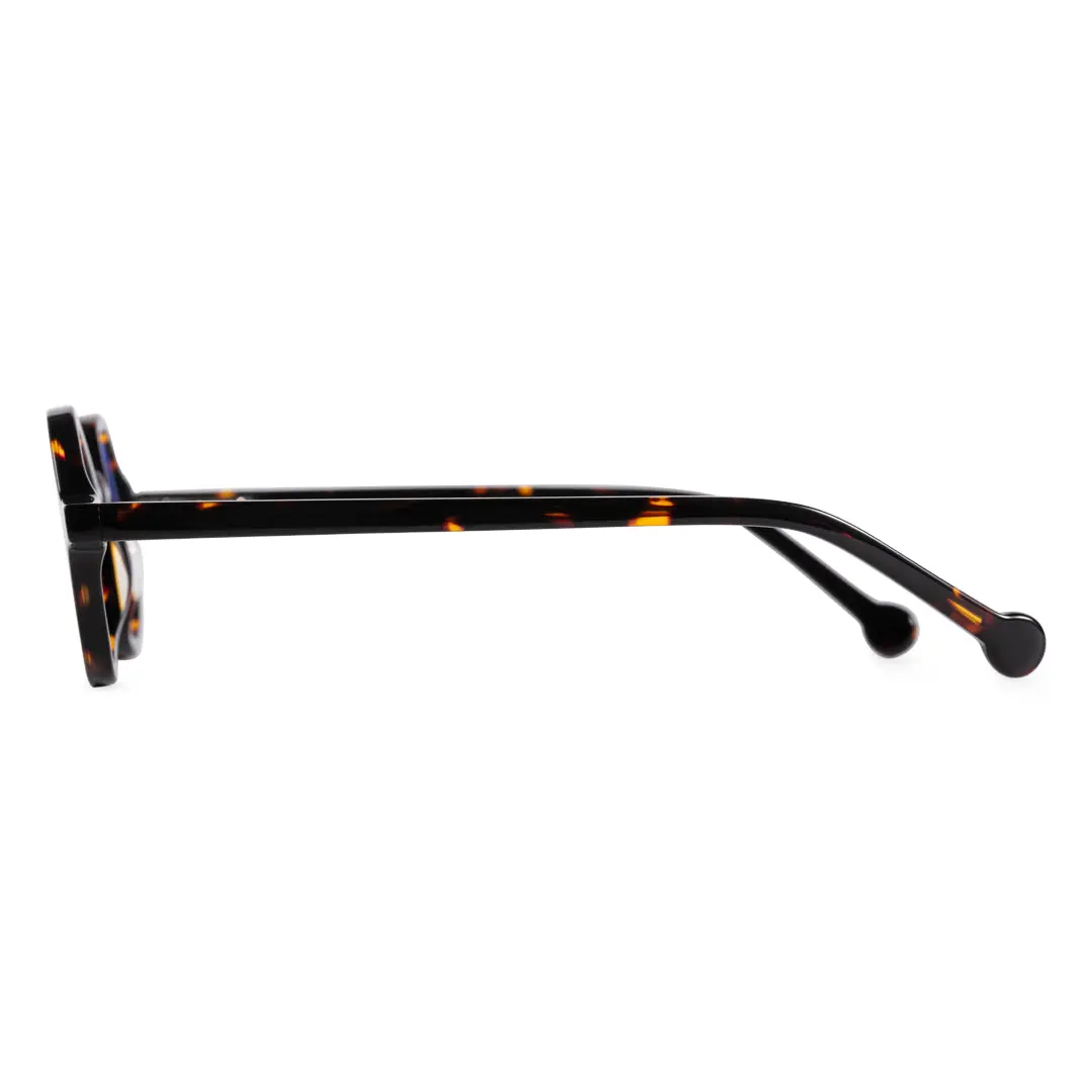 Side view of Rich round acetate eyeglasses RA0572302 in tortoise