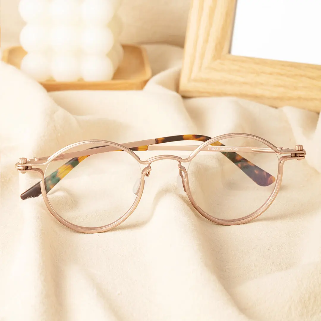 Scene view of Gulfport steampunk round metal eyeglasses in gold. SPU: RM0042208