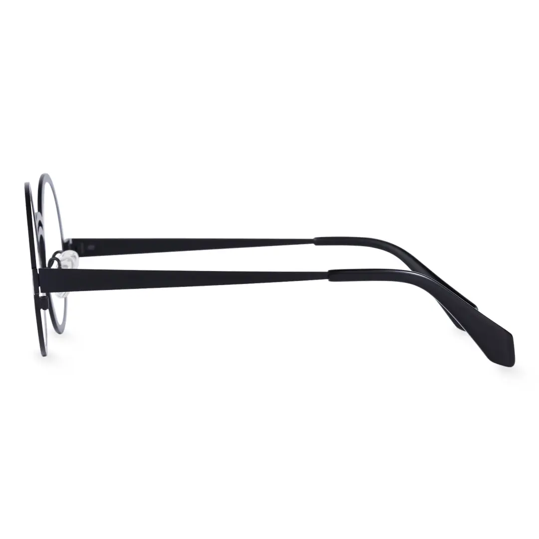 Side view of Carnelian vintage round metal eyeglasses RM0052406 in black