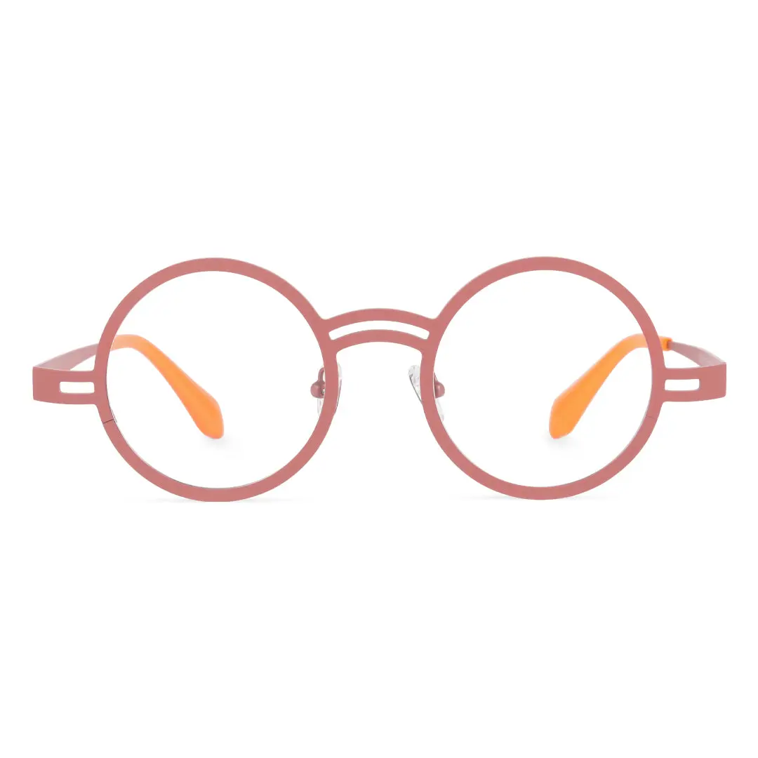 Front view of Carnelian round metal eyeglasses RM0052406 in pink