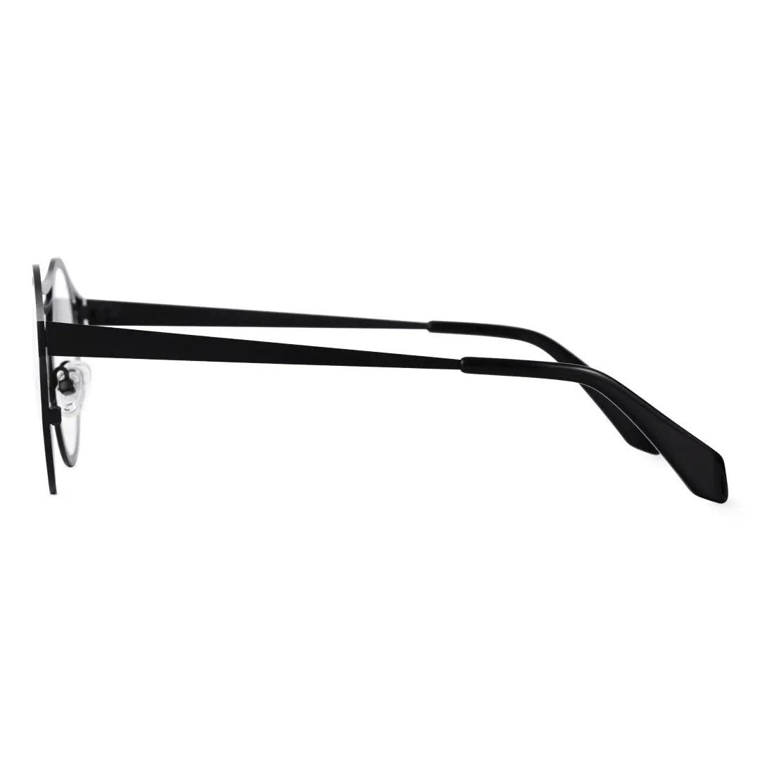 Side view of Cain geometric metal eyeglasses RM0072212 in black