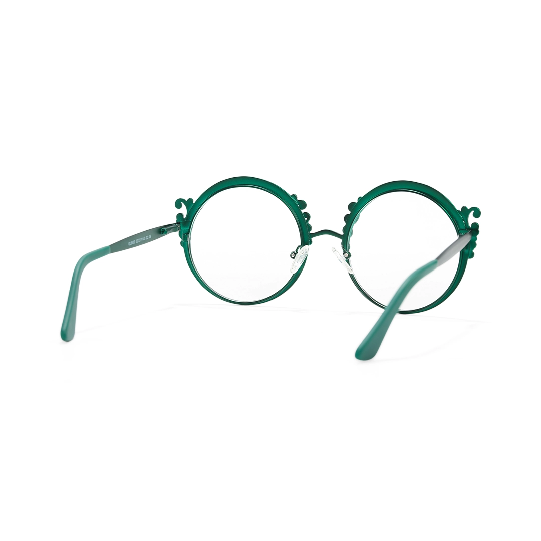 Back view of Camilla vintage round metal eyeglasses RM0072601 in green