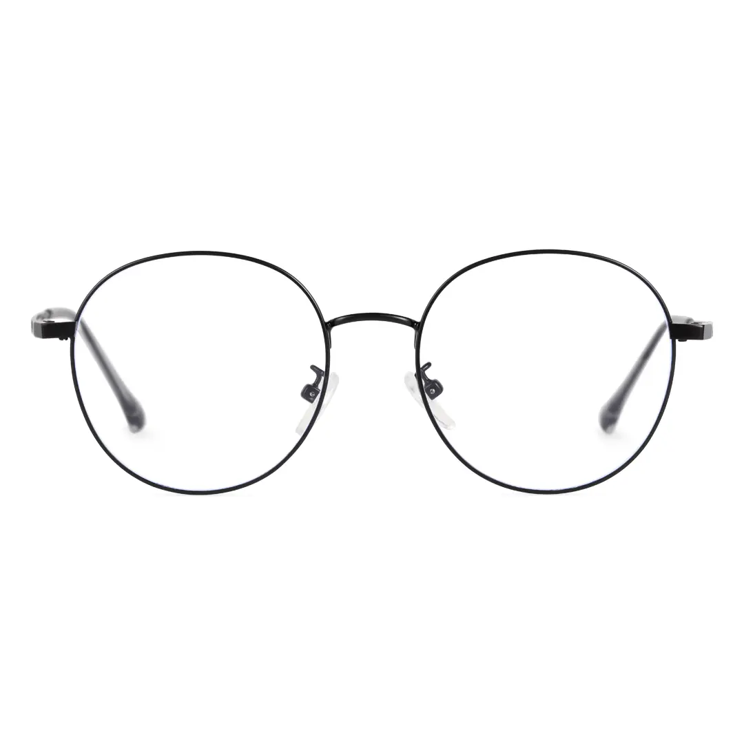 Front view of Ameliay round metal eyeglasses RM0082209 in black
