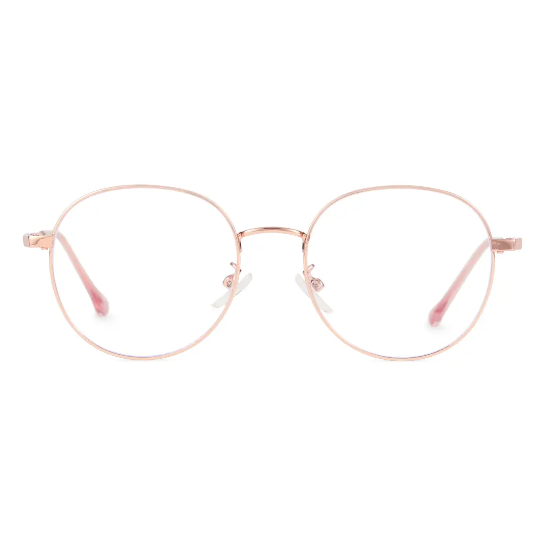 Front view of Ameliay round metal eyeglasses RM0082209 in pink