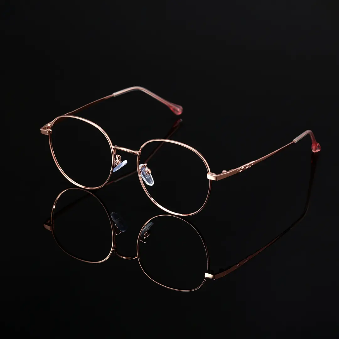 Scene view of Ameliay round metal eyeglasses RM0082209 in pink