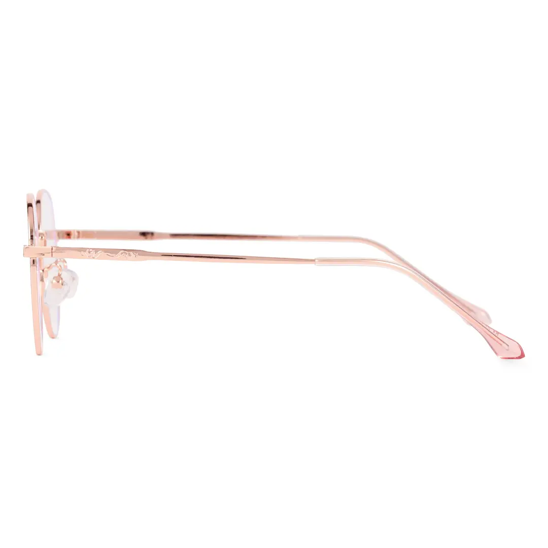 Side view of Ameliay round metal eyeglasses RM0082209 in pink