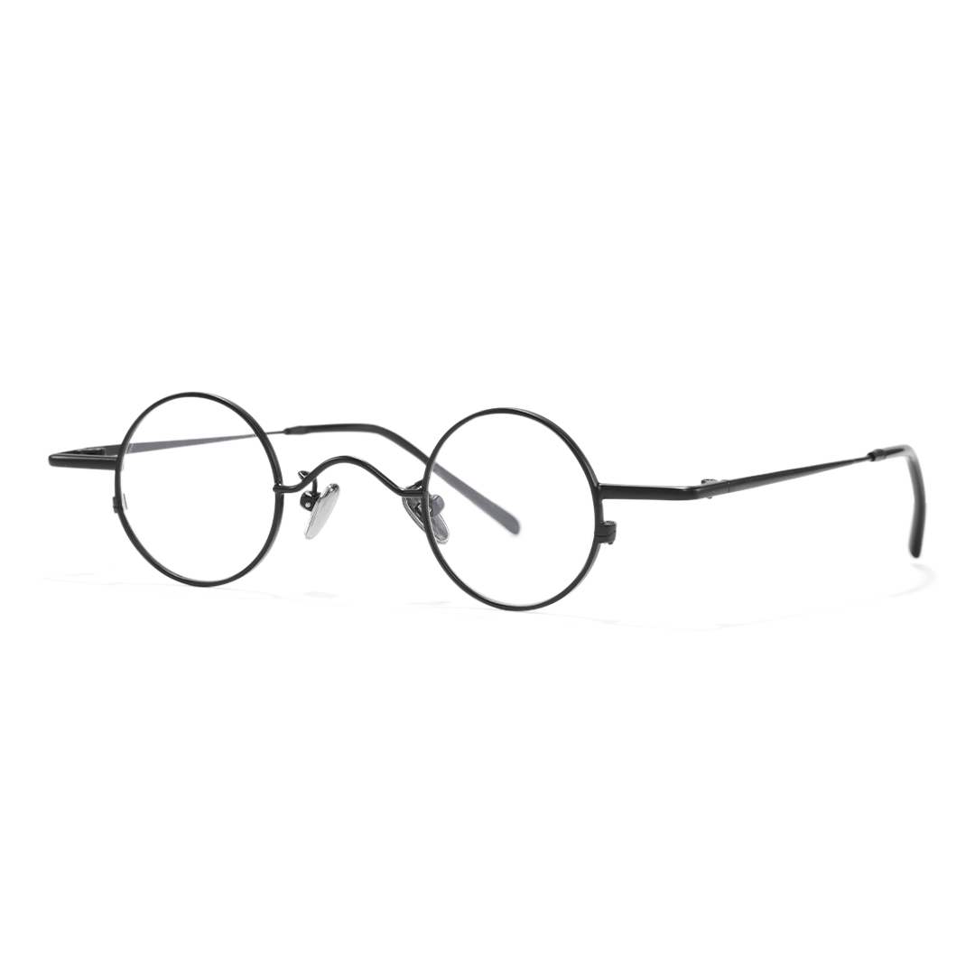 Angle view of Yezy john lennon round metal eyeglasses RM0082308 in black