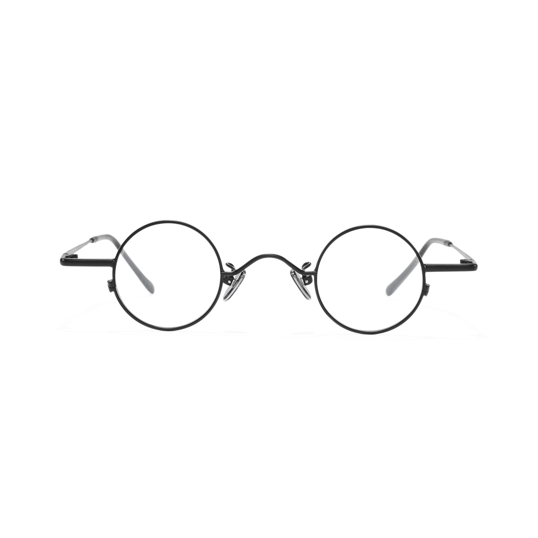 Front view of Yezy john lennon round metal eyeglasses RM0082308 in black