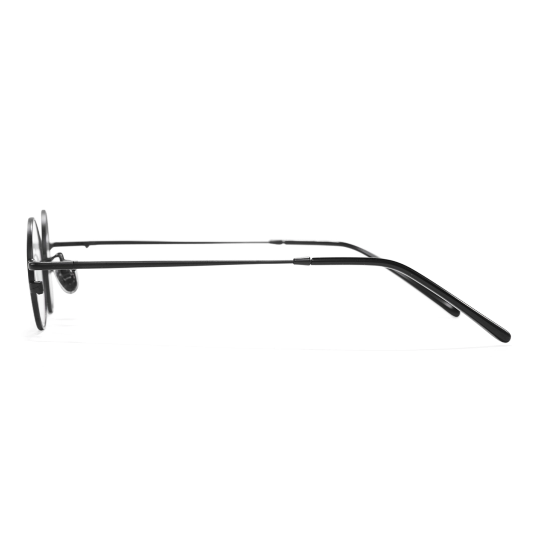 Side view of Yezy john lennon round metal eyeglasses RM0082308 in black