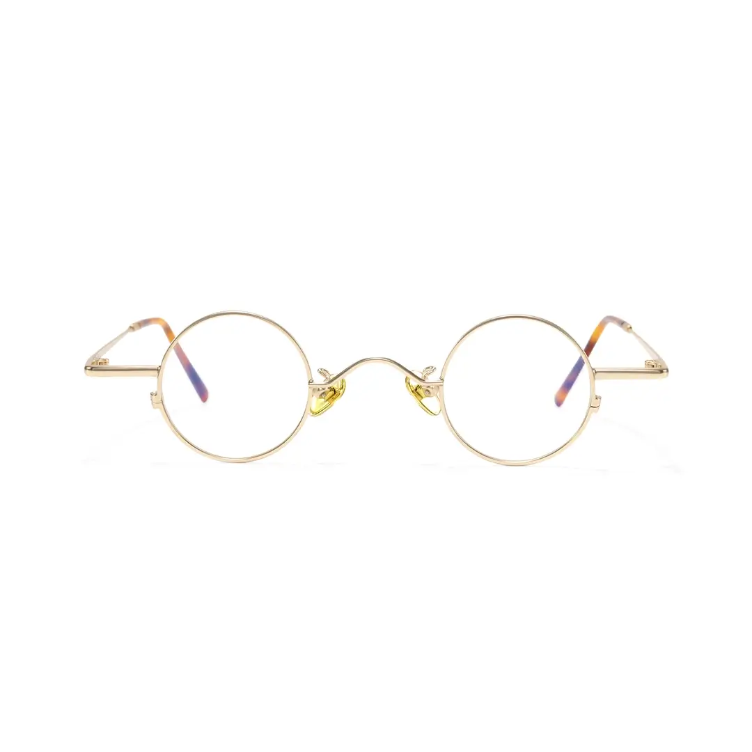 Front view of Yezy john lennon round metal eyeglasses RM0082308 in gold