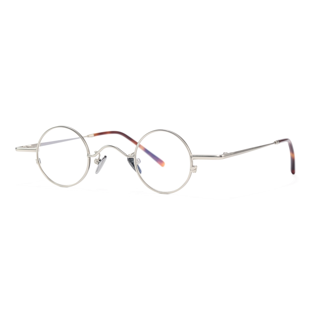 Angle view of Yezy john lennon round metal eyeglasses RM0082308 in silver