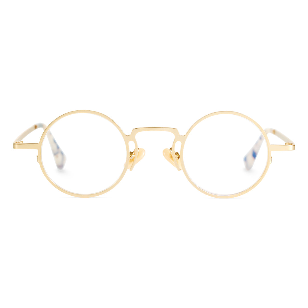 Front view of Adonis john lennon round metal eyeglasses RM0102407 in gold