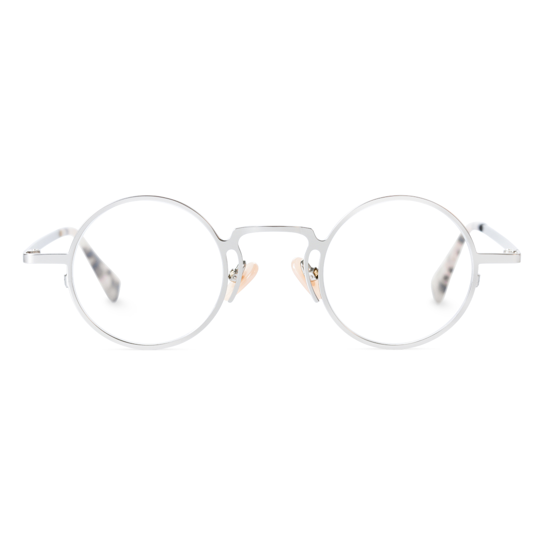 Front view of Adonis round metal eyeglasses in silver. SPU: RM0102407