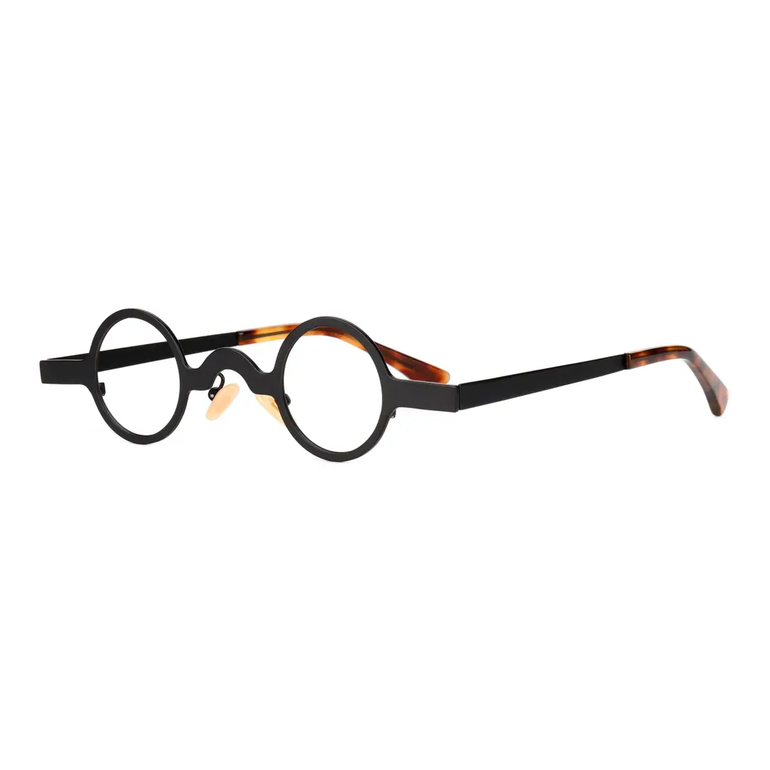 Angle view of Crew vintage round metal eyeglasses RM0122404 in black